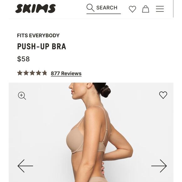 Skims Fits Everybody Push Up Bra Size 34B NWOT - Picture 1 of 5